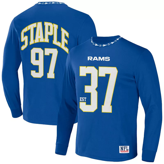 Men's NFL x Staple Royal Los Angeles Rams Core Team Long Sleeve T-Shirt, Size: 3XL, Blue