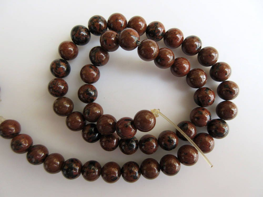 Tiger Obsidian Large Hole Gemstone Beads, 8mm Smooth Round Beads, Drill Size 1mm, 15 Inch Strand, Gds572