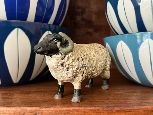 Antique Cast Iron Ram Curly Horn Sheep