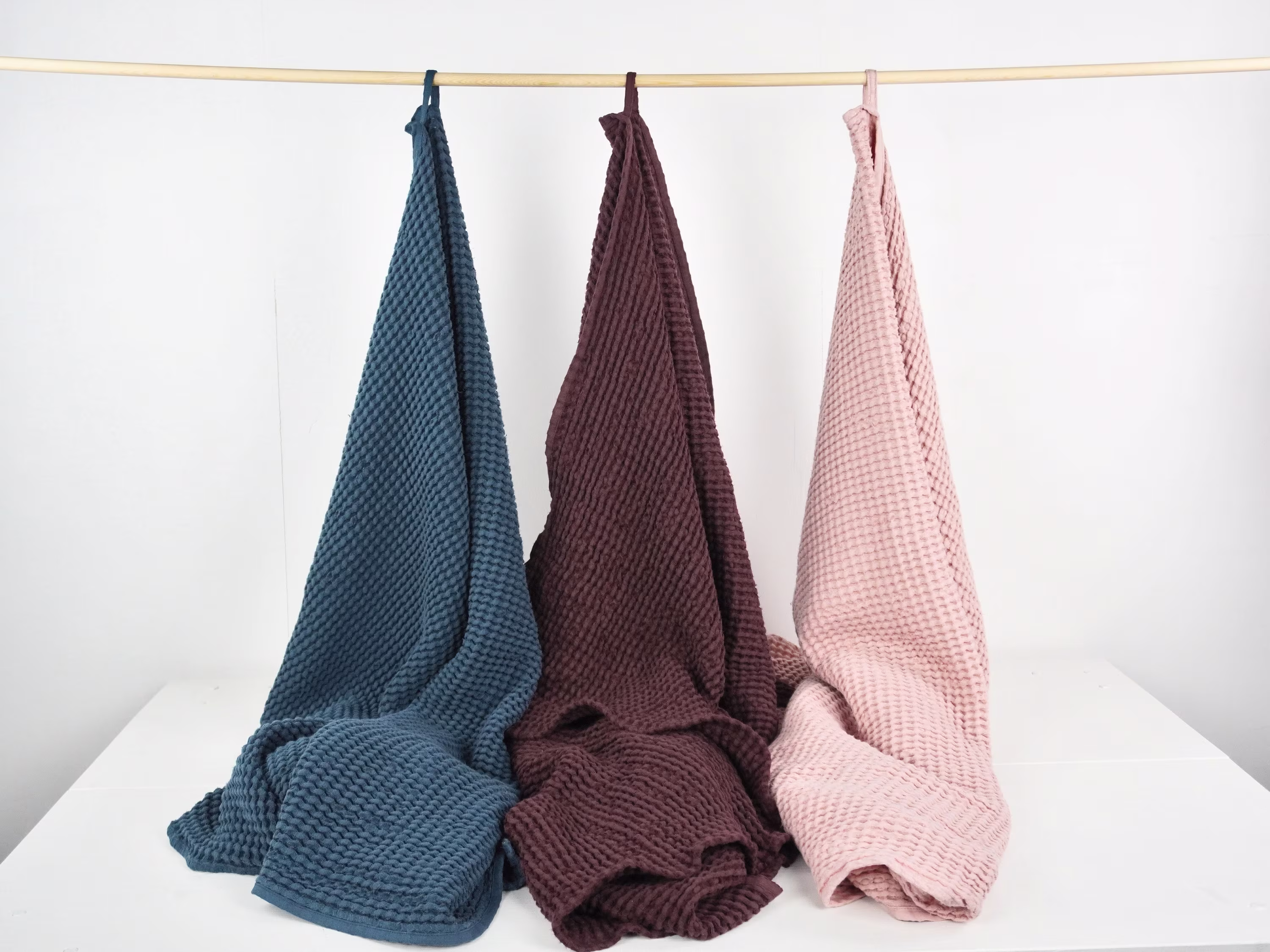 Waffle Bath Towel Set - Natural Towel - Linen Cotton Blend Sauna Softened Organic Waffle
