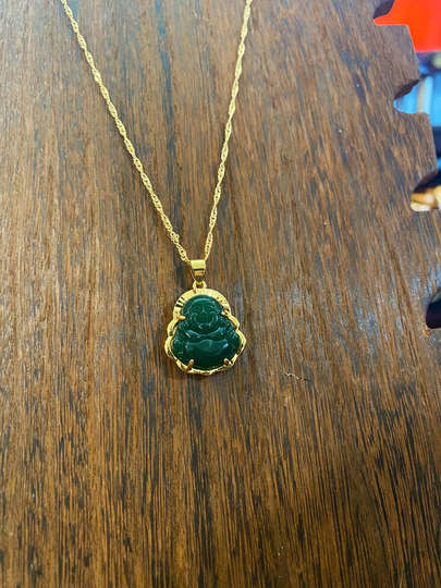 Gold Jade Buddha Necklace