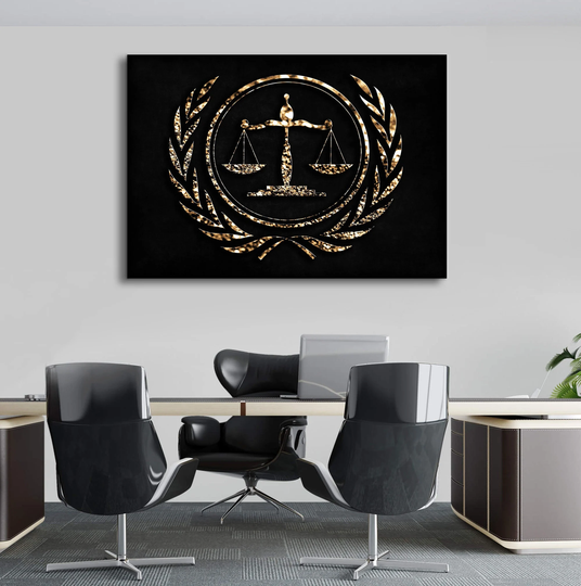 Gold Scales Of Justice, Lawyer Office, Law Firm, Attorney, Judge Canvas Wall Art