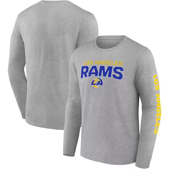 Men's Fanatics Branded Heathered Gray Los Angeles Rams Go the Distance Long Sleeve T-Shirt, Size: Small, Grey