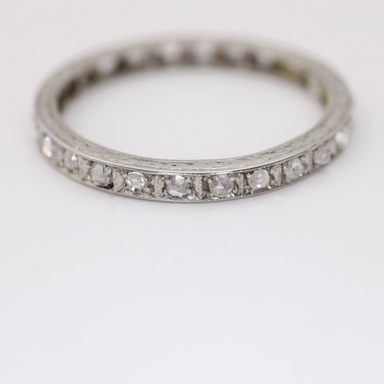 Art Deco Rose Cut Diamond Platinum Eternity Band Stacking Ring Pinky Size 6