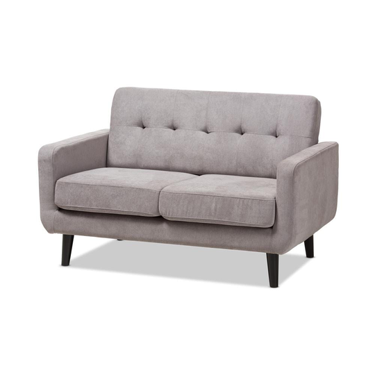 Baxton Studio Carina Midcentury Grey Polyester/Blend Loveseat in Gray | 145-8216-LW