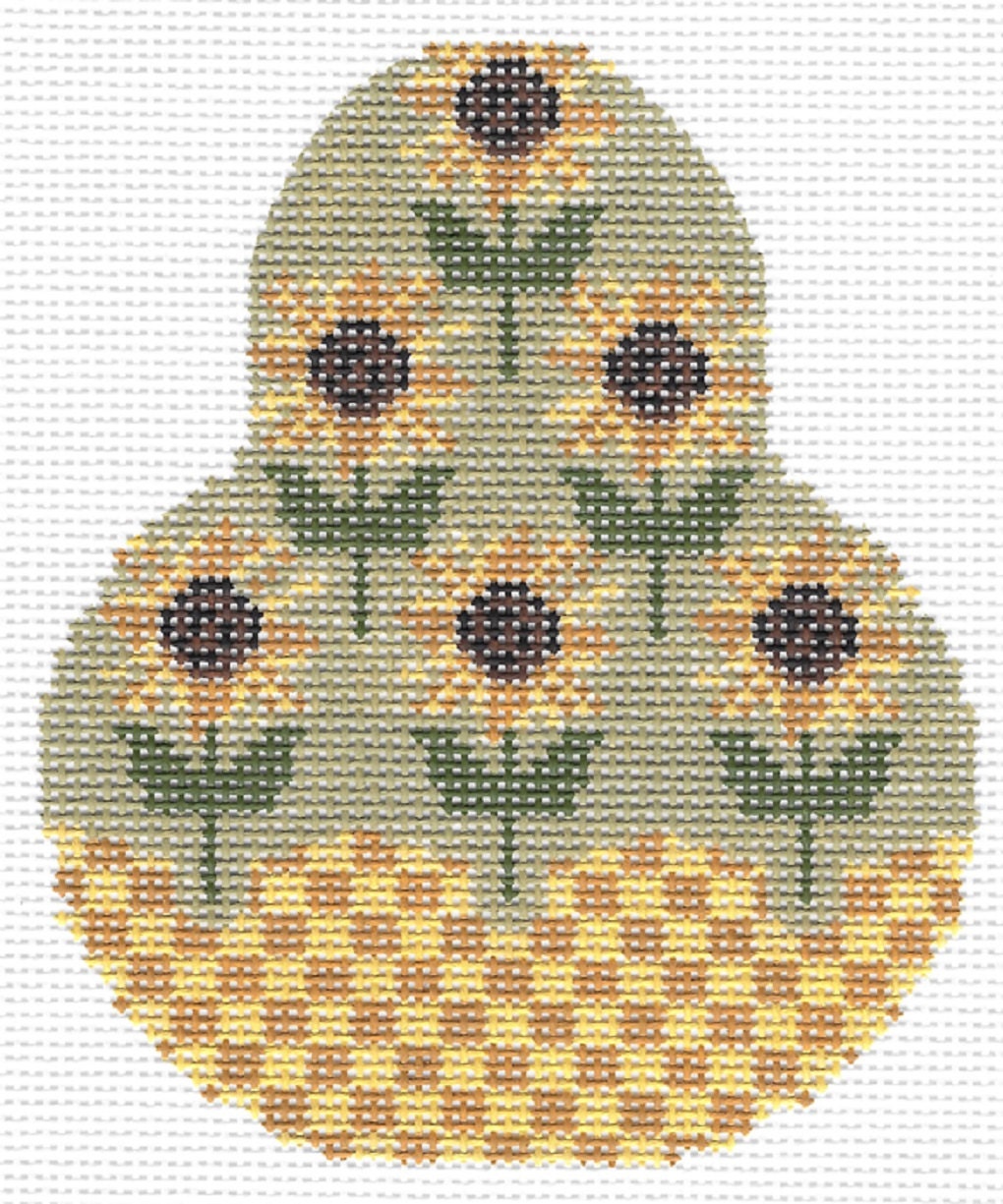 Needlepoint Handpainted Kelly Clark Sunflower Pear -Free Us Shipping