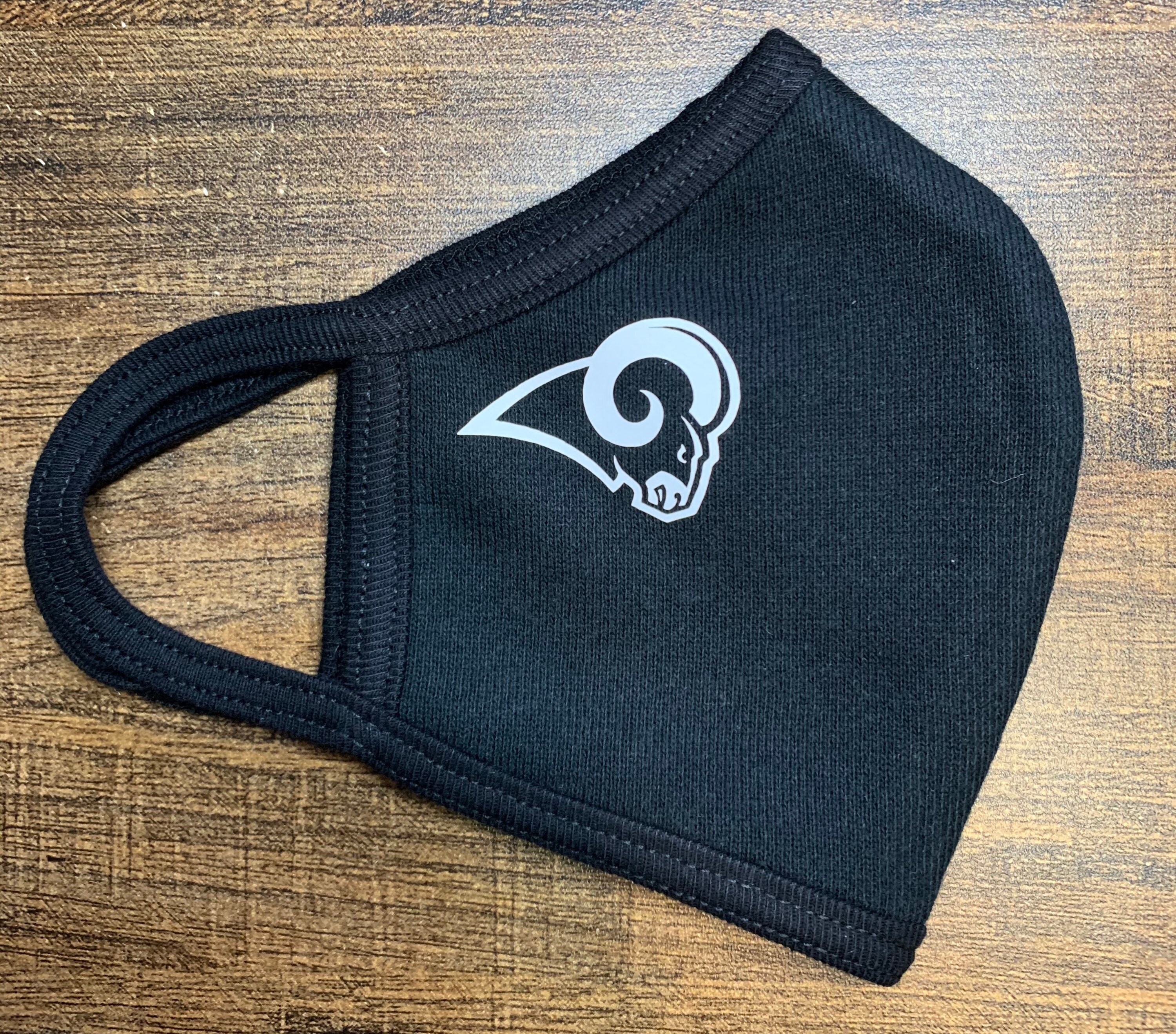 Premium Quality La Los Angeles Rams Sign 100% Cotton Face Mask - White Logo On Black Facemask Cover
