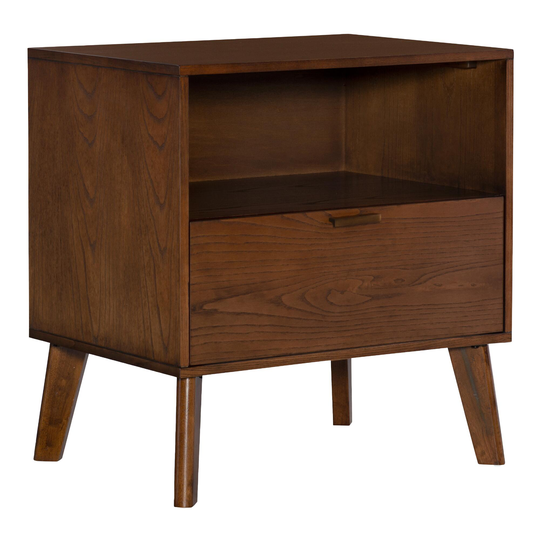 Walnut Mid Century Jackson Nightstand with Drawer: Brown by World Market