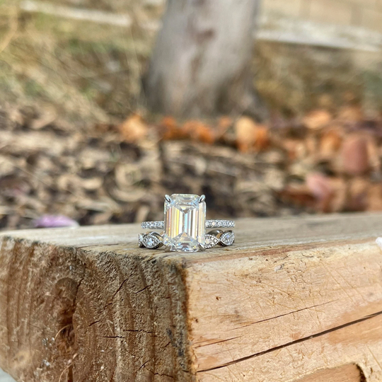 3.75Ct Emerald Cut Engagement Ring, Solitaire Promise Anniversary Vintage Sterling Silver, Bridal Set, Gift For Her