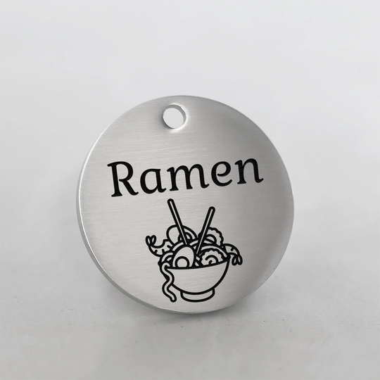 Name Tag With Ramen Bowl, Stainless Steel Dog Tag, Pet Address Id For Dogs, Pets, Cat Engraved