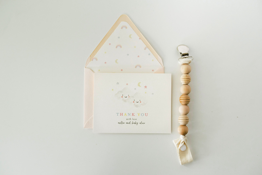 Personalized Baby Shower Thank You Cards | Sets Of 10 // Clouds Rainbows/Watercolor Boy Girl Gift