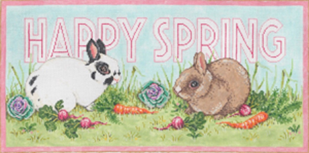 Handpainted Needlepoint Canvas Sandra Gilmore Easter Bunny Hippity Hop 17x8 -Free Us Shipping