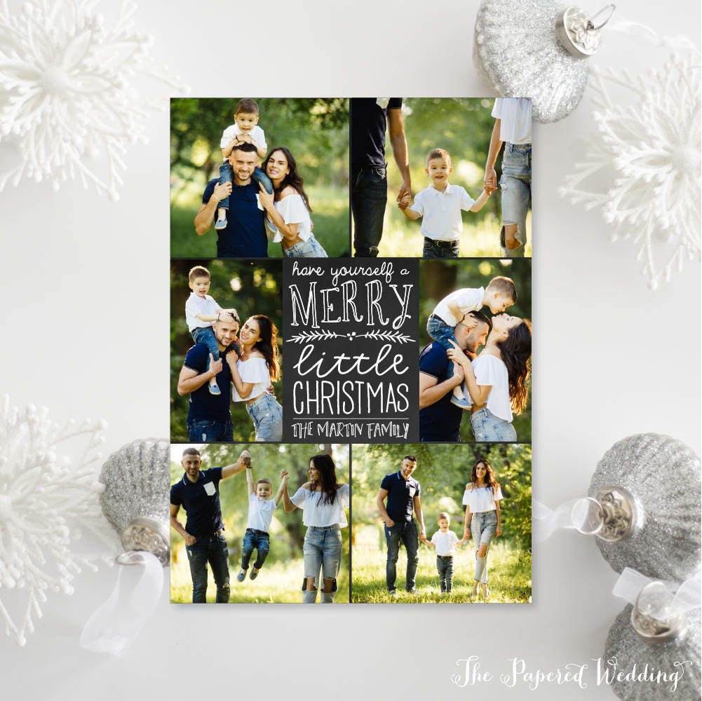 Printable Or Printed Photo Collage Christmas Cards - Have Yourself A Merry Little With Six Pictures 051 P4