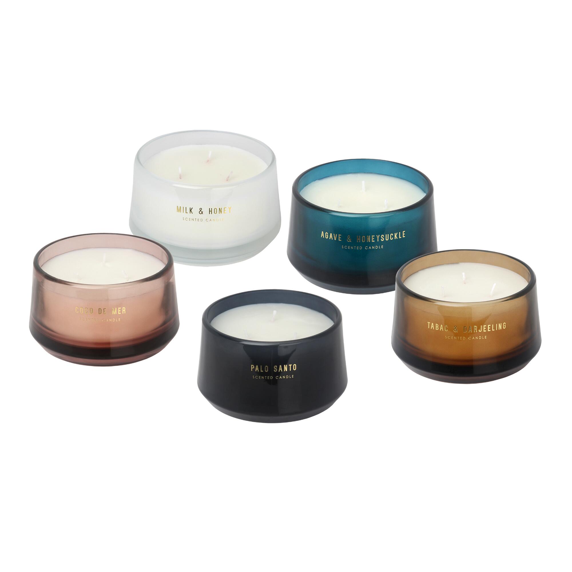 Wide 3 Wick Glass Scented Candle: Gray - Wax by World Market