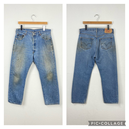 Vintage Distressed Levis 501 Jeans Denim Pants Button Fly Red Tab Size 34