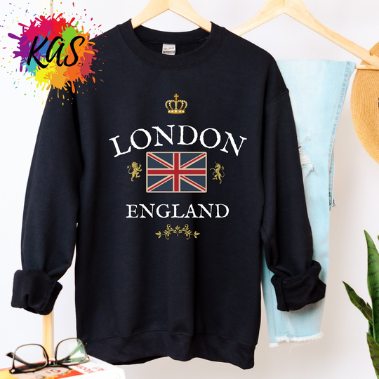 London England Heavy Blend Crewneck Sweatshirt, Cockney Londoner Shirt, Great British Tshirt, United Kingdom Flag Tee, Expats Tees