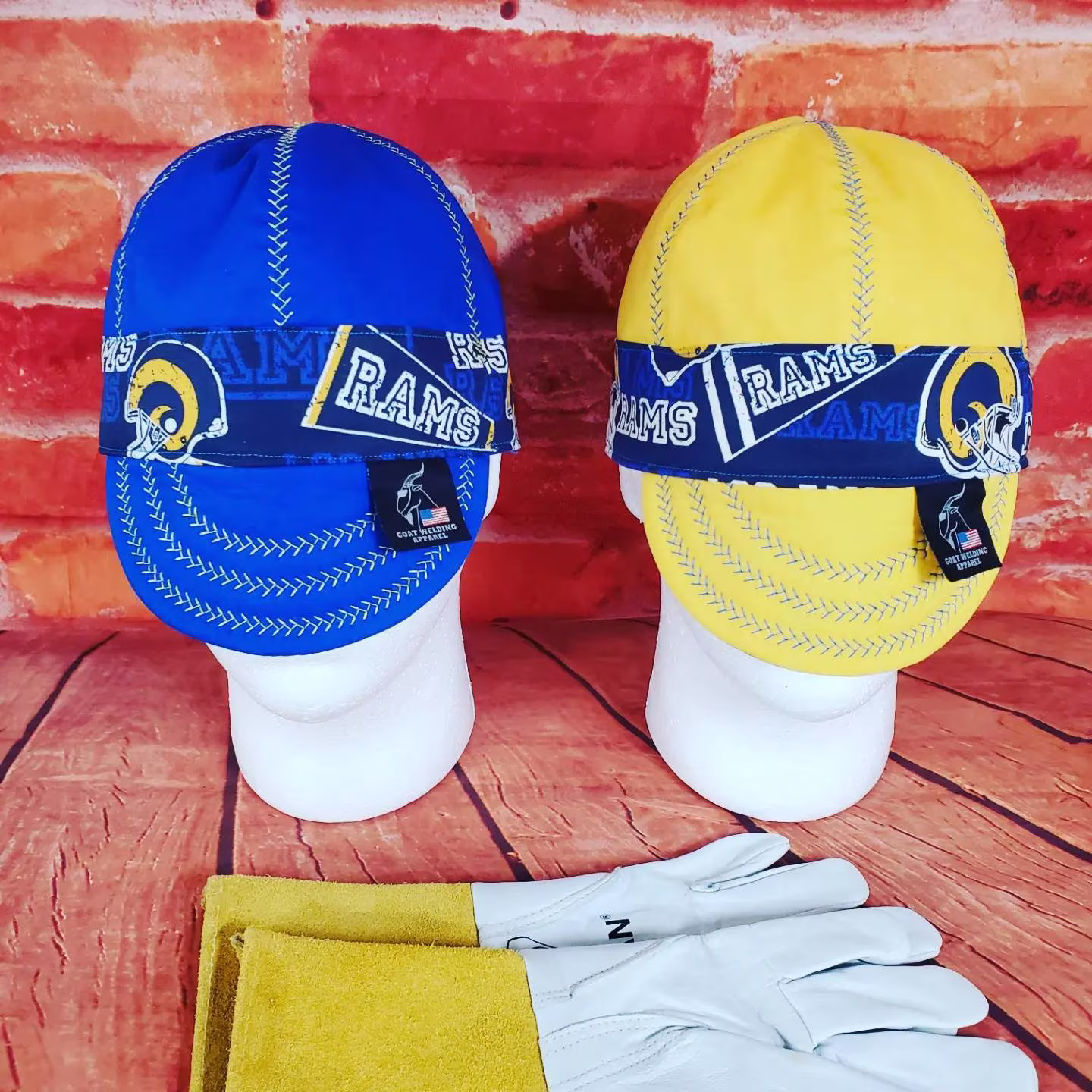 Nfl Nfc Los Angeles Rams Welding Cap Blue, Yellow, Or White Available With Reverse Bill Flip