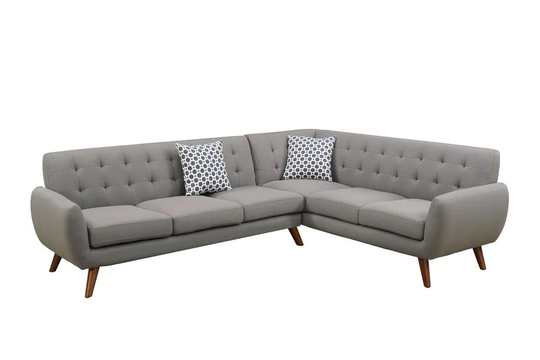 Poundex Galiana Midcentury Grey Polyester/Blend Sectional in Gray | F6961