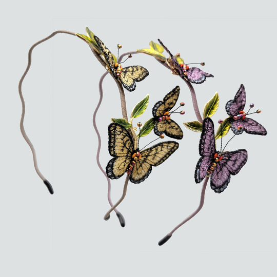 Exquisite Handmade Butterfly Headband, Embroidered Beaded Headband