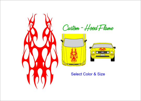 Huge Hood Flame Decal - Fits Dodge Charger Ram Ford F150 Mustang & More Universal Decals Select Color