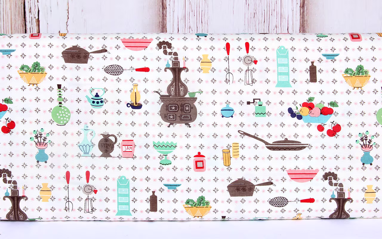 Riley Blake, Cook Book By Lori Holt, Kitchen Tools, C11750, 100% Quilting Cotton Fabric