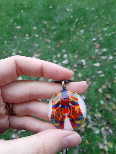 Hand Blown Geometric Glass Pendant/Red Necklace Unique Gifts Gift Multicolor Cute
