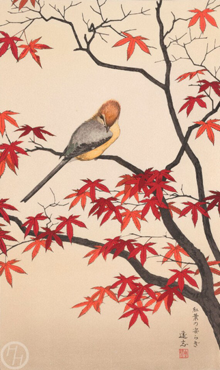 Japanese Art Print "Autumn" From The Series Birds Of Four Seasons By Yoshida Toshi, Woodblock Print Reproduction, Fine Art, Fall