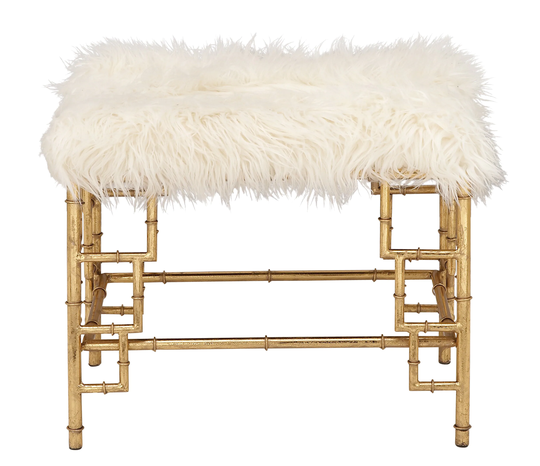 Grayson Lane Modern Gold Polyester/Polyester Blend Rectangle Integrated Storage Ottoman | 65571