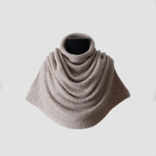 Poncho/Collar Scarf Felted Alpaca Blend Color Oatmeal, To Wear As Poncho Or A Scarf