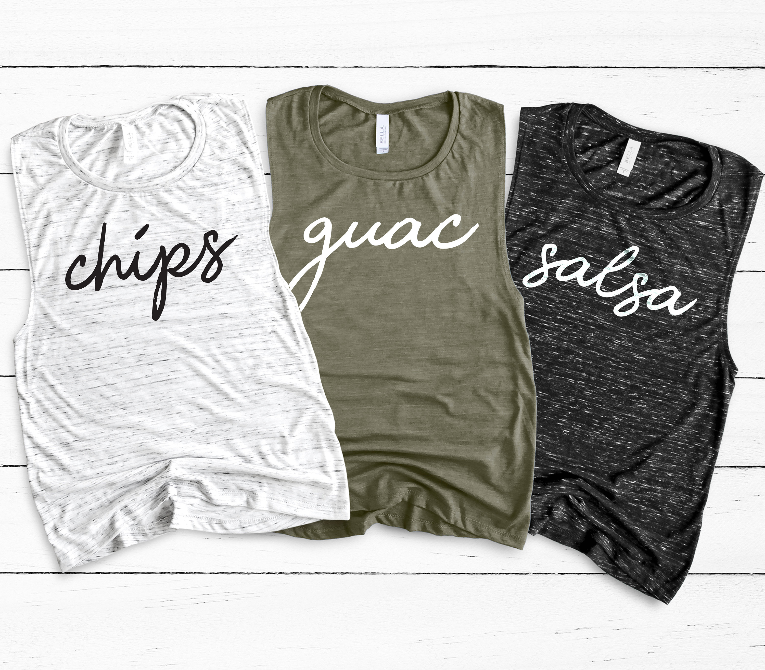 Chips Guac Salsa Womens Group Best Friend Muscle Tank Tops Cute Matching Gifts Vacation Shirts Bachelorette