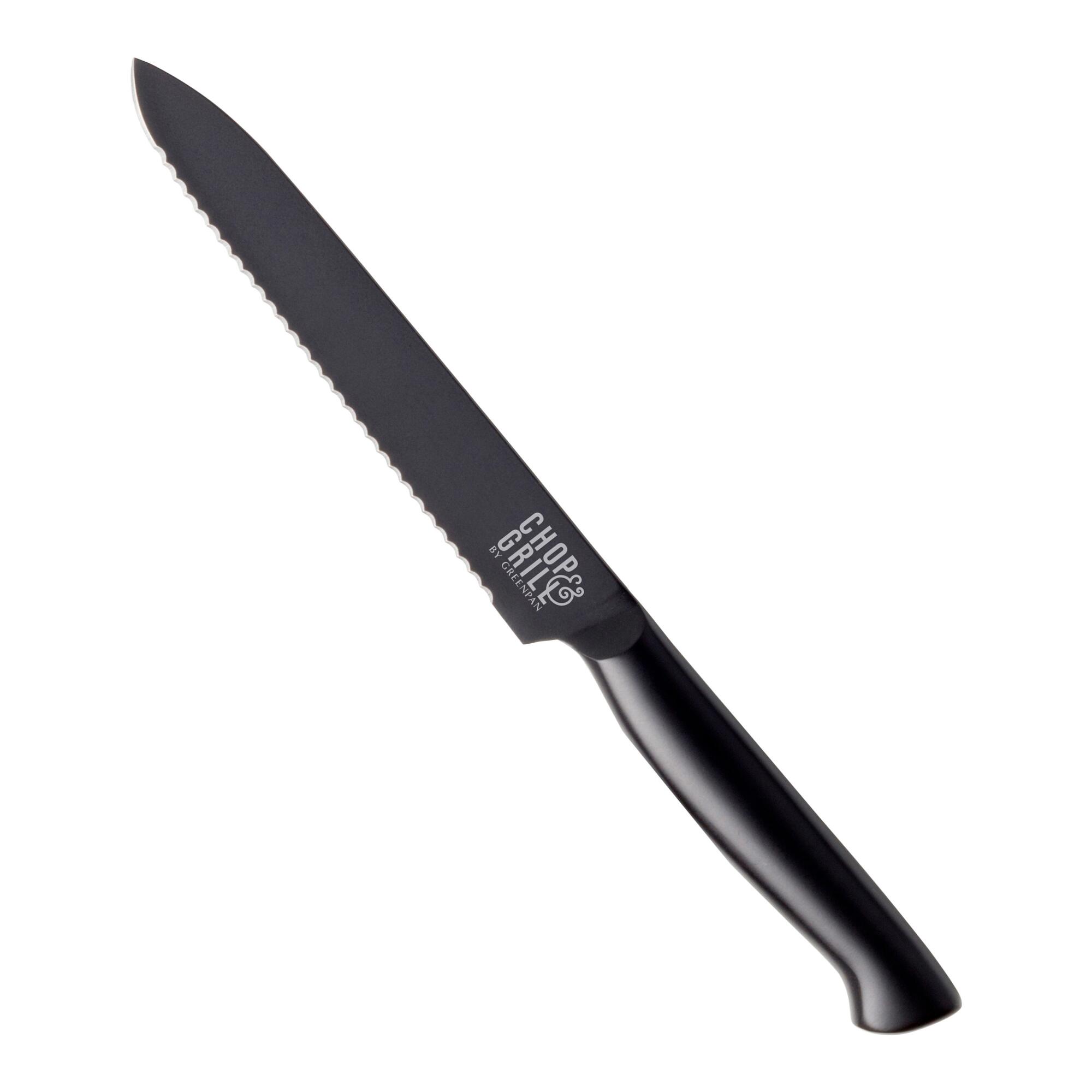 GreenPan Chop & Grill Stainless Steel Serrated Knife: Black by World Market