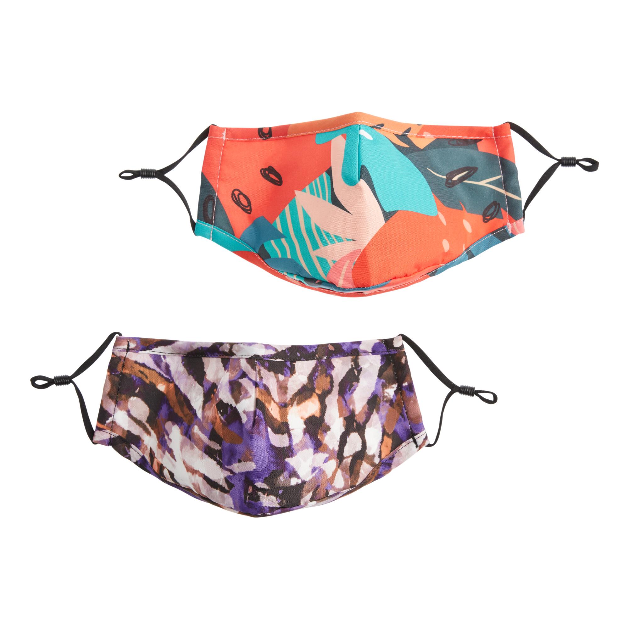 Tropical Floral and Space Dye Triple Layer Face Masks 2 Pack: Multi by World Market