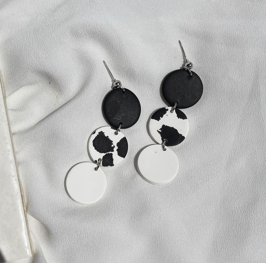 Cow Clay 3 Layer Earrings