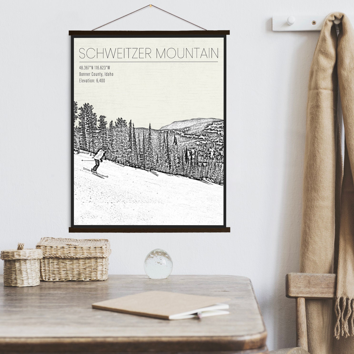 Schweitzer Mountain Idaho Ski Resort Print | Hanging Canvas Of Printed Marketplace
