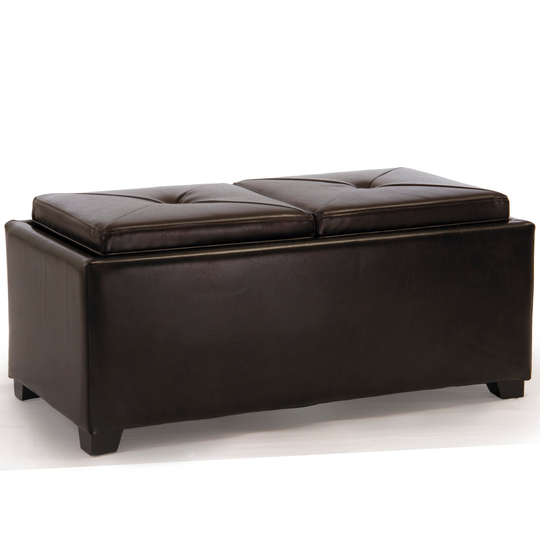 Best Selling Home Decor Maxwell Midcentury Brown Polyester/Polyester Blend Rectangle Integrated Storage Ottoman | 230323