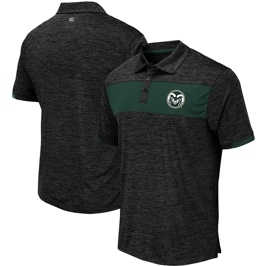 Men's Colosseum Black Colorado State Rams Nelson Polo, Size: 3XL