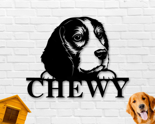 Beagle Dog Sign, Metal Sign, Name Pet Lover Gift For