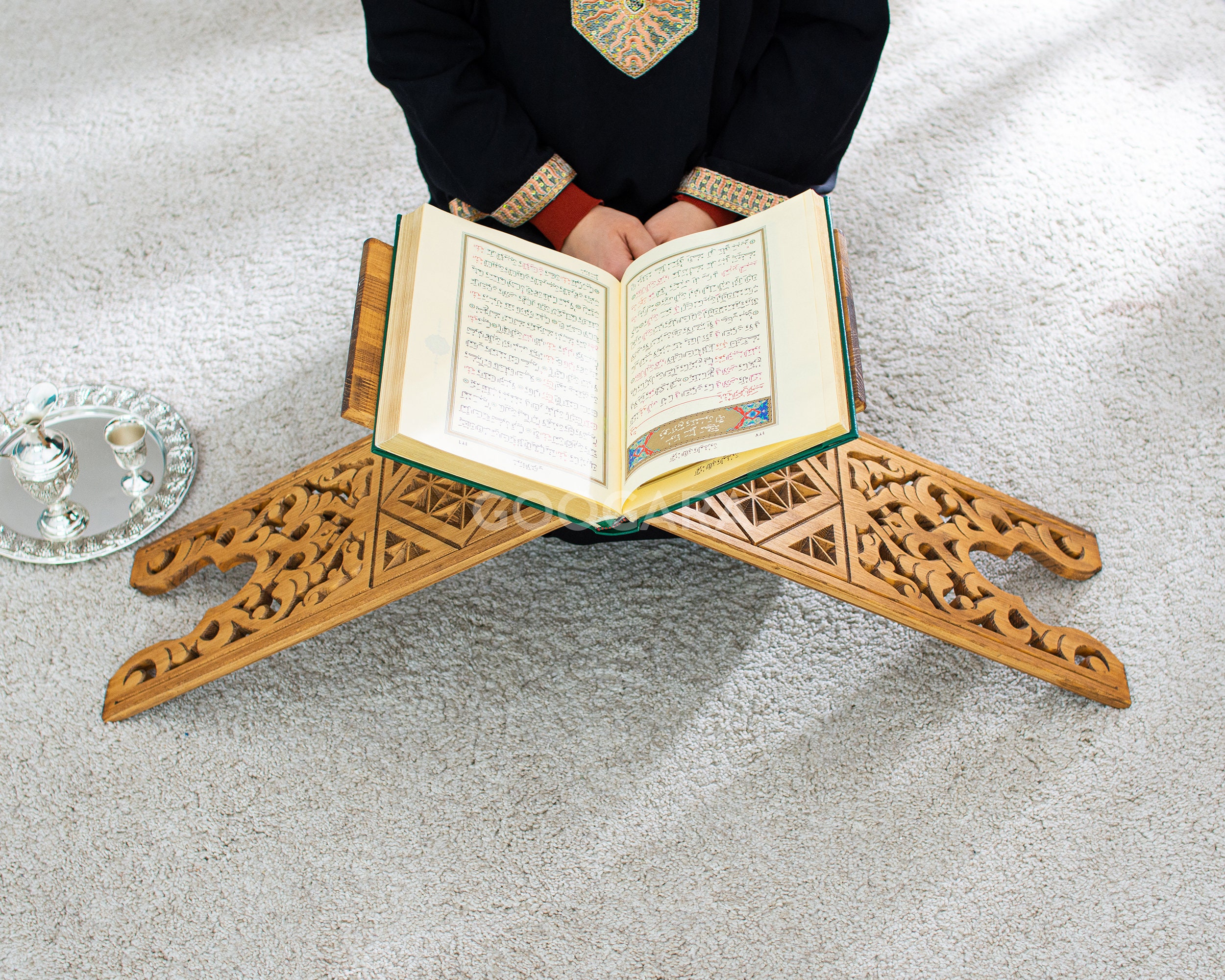 Perforated Wooden Folding Quran & Bible Stand, Adjustable Natural Book Reading Stand, Mother's Day Gift, Ramadan Gift, Gift For Muslims