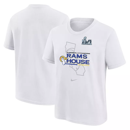 Youth Nike White Los Angeles Rams Super Bowl LVI Champions Hometown T-Shirt, Boy's, Size: YTH Medium