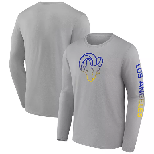 Men's Fanatics Branded Heathered Gray Los Angeles Rams Clear Sign Long Sleeve T-Shirt, Size: XL, Grey