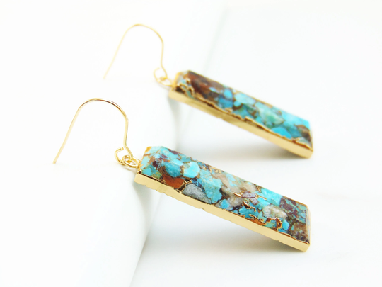 Korra Turquoise Gold Earring, Dangle Earrings, Jewelry, Statement Best Mom Gifts, Present For Grandma