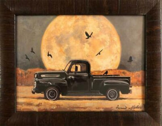 Bonnie Mohr Harvest Moon Old Truck Full Art Print-Framed 19 X 15