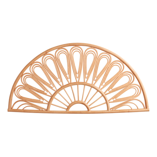 Half Circle Rattan Floral Dara Wall Decor: Natural - Natural Fiber - Large by World Market