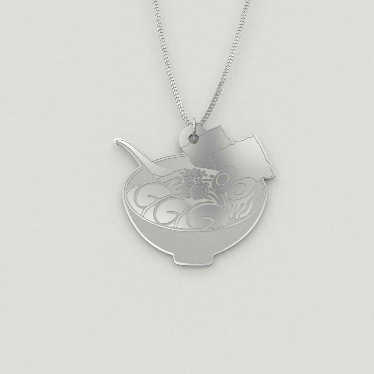Ramen Bowl Sterling Silver Necklace Pendant, Gold Plated 18K, Love & Friendship Jewelry, Japanese Food Lover Best Friend
