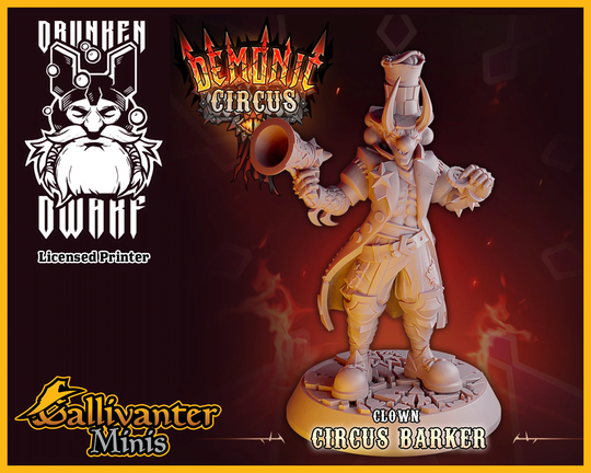 Clown, Circus Barker | Drunken Dwarf Demonic 28mm 32mm Dnd Pathfinder Tabletop Rpg Gaming Figurine