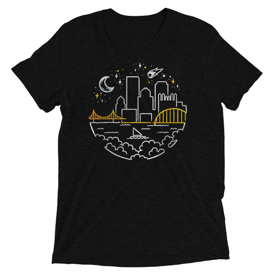 Pittsburgh Starry Skyline Tri-Blend T-Shirt