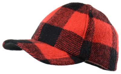 Crown Cap Buffalo Check Wool Blend Ball Cap - Red/Black - L