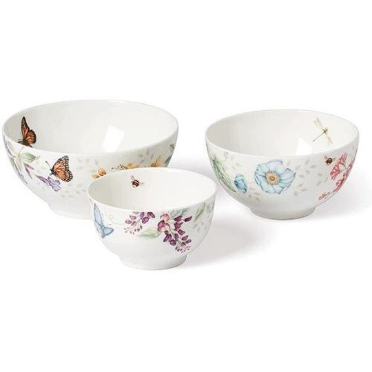 Butterfly Meadow 3-Piece Bowl Set By Lenox