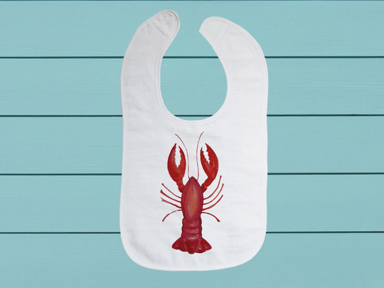 Lobster Bib - Cotton Terry Cloth Baby Bib With Soft Closure