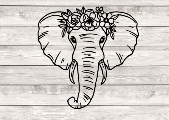 Floral Elephant Decal, Vinyl Sticker, Car Laptop Flower Animal Decal